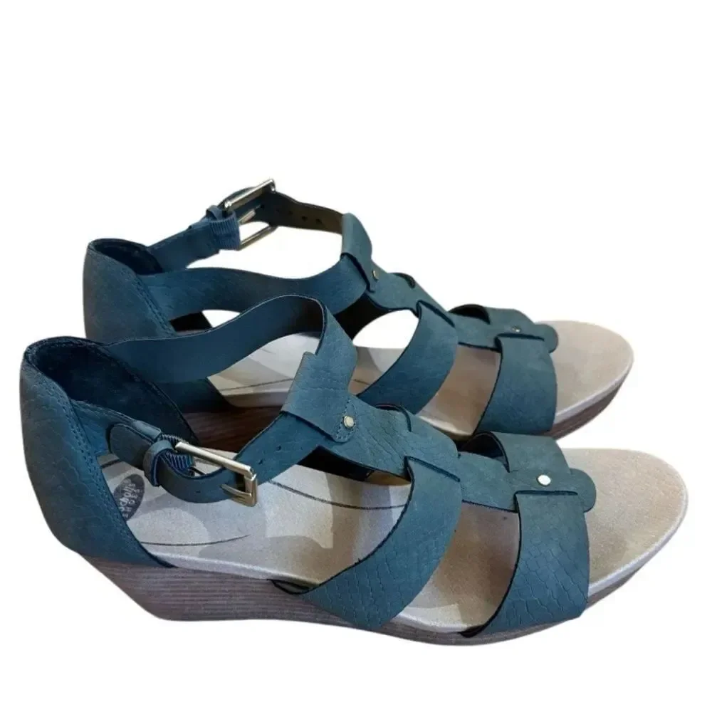 Dr. Scholl's Women’s Wedge Barton Green Snake Pattern Sandals Size